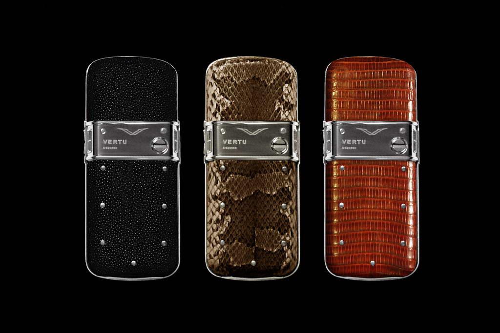 VERTU PLATINUM CONSTELLATION EXOTIC LEATHER LIMITED EDITION by MJ Platinum Mobile Phones. Genuine Leather. Stingray, Python & Iguana Skin